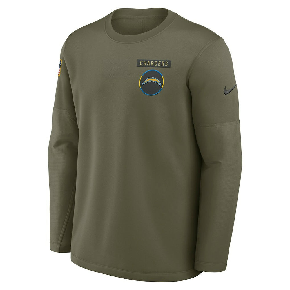 Los Angeles Chargers 2025 Salute to Service Sideline Coaches Therma-FIT Long Sleeve Shirt Olive - Nike