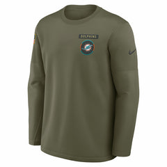 Miami Dolphins 2025 Salute to Service Sideline Coaches Therma-FIT Long Sleeve Shirt Olive - Nike