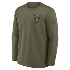 Minnesota Vikings 2025 Salute to Service Sideline Coaches Therma-FIT Long Sleeve Shirt Olive - Nike