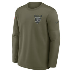 Las Vegas Raiders 2025 Salute to Service Sideline Coaches Therma-FIT Long Sleeve Shirt Olive - Nike