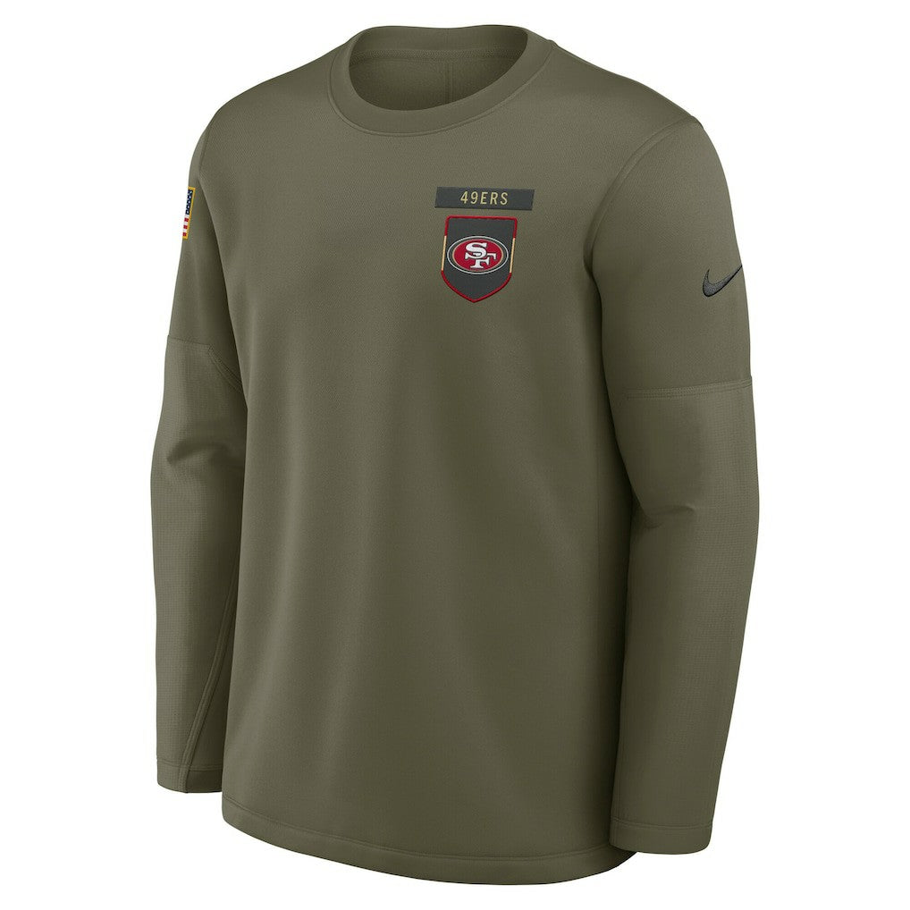 San Francisco 49ers 2025 Salute to Service Sideline Coaches Therma-FIT Long Sleeve Shirt Olive - Nike