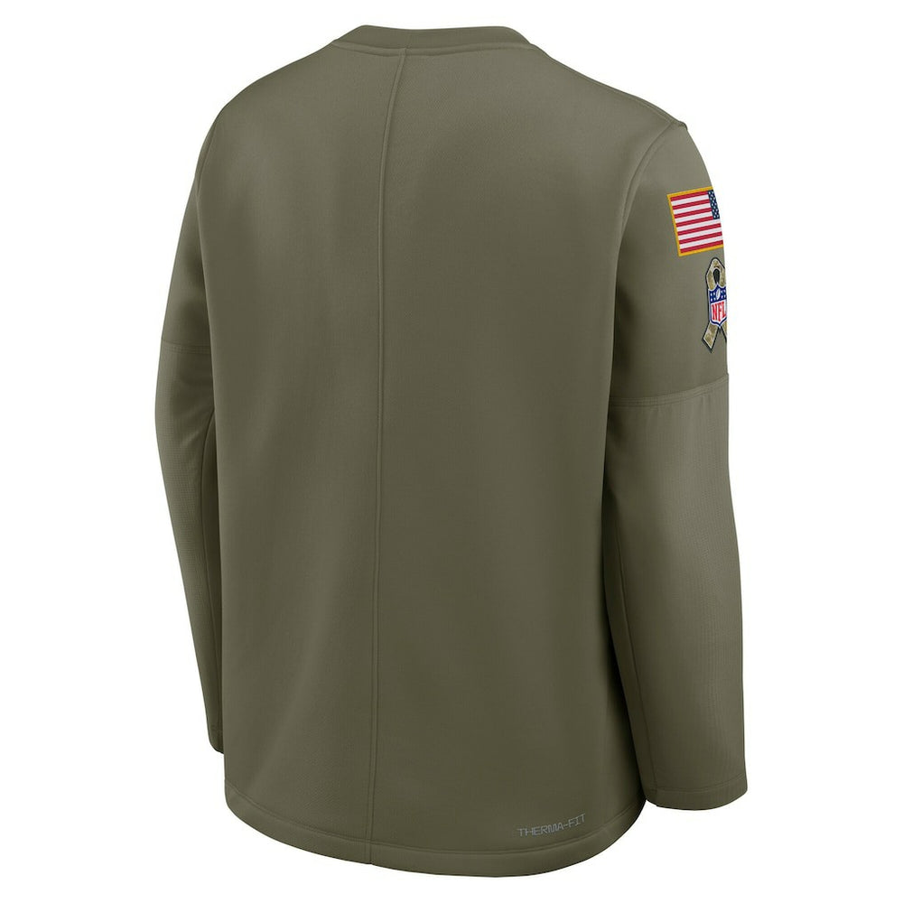 San Francisco 49ers 2025 Salute to Service Sideline Coaches Therma-FIT Long Sleeve Shirt Olive - Nike