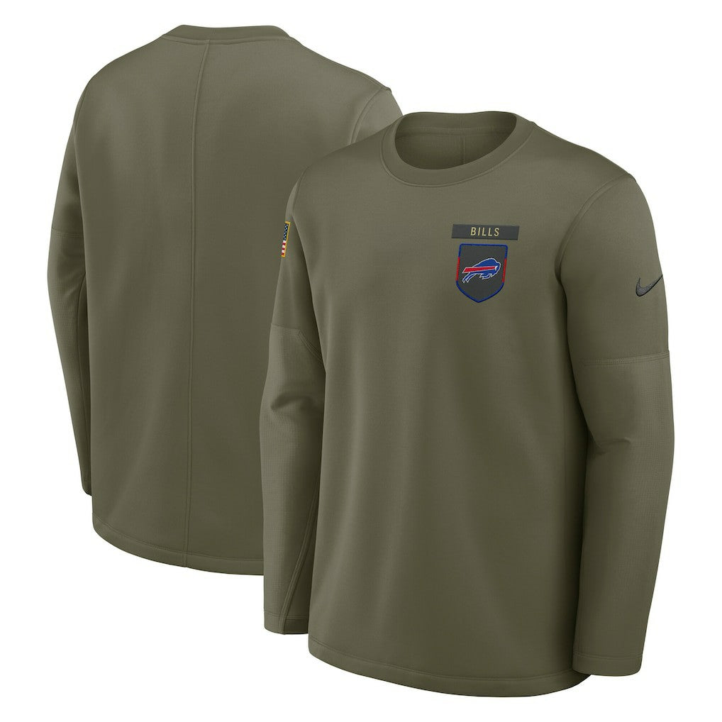 Buffalo Bills 2025 Salute to Service Sideline Coaches Therma-FIT Long Sleeve Shirt Olive - Nike