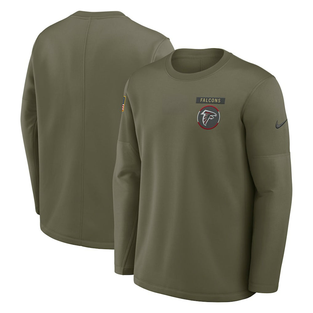 Atlanta Falcons 2025 Salute to Service Sideline Coaches Therma-FIT Long Sleeve Shirt Olive - Nike