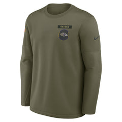 Baltimore Ravens 2025 Salute to Service Sideline Coaches Therma-FIT Long Sleeve Shirt Olive - Nike