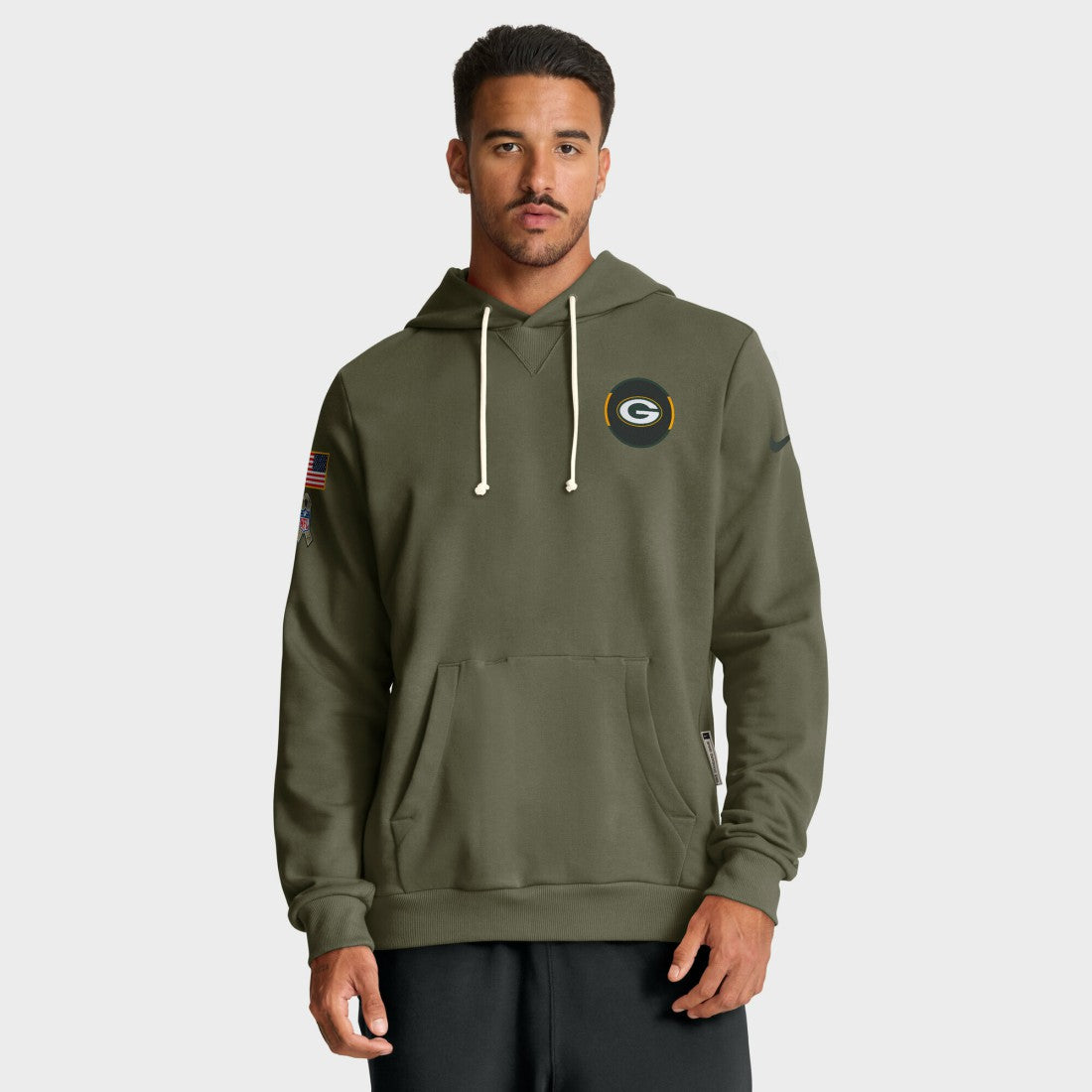 Green Bay Packers Big & Tall 2025 Salute to Service Sideline Dominant Force Dri-FIT Hoodie Olive - Nike