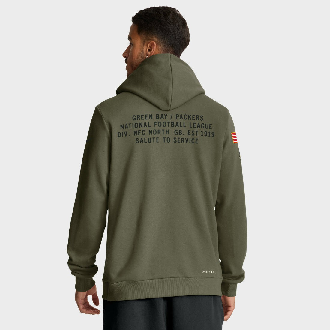 Green Bay Packers Big & Tall 2025 Salute to Service Sideline Dominant Force Dri-FIT Hoodie Olive - Nike