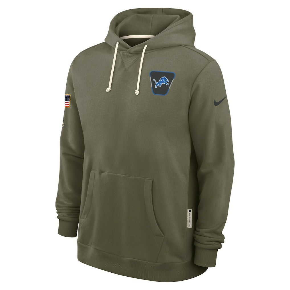 Detroit Lions Big & Tall 2025 Salute to Service Sideline Dominant Force Dri-FIT Hoodie Olive - Nike