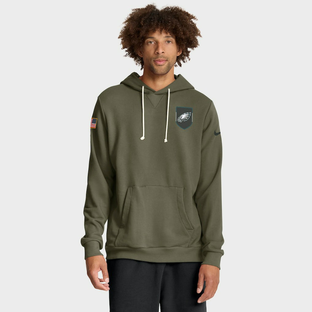 Philadelphia Eagles Big & Tall 2025 Salute to Service Sideline Dominant Force Dri-FIT Hoodie Olive - Nike