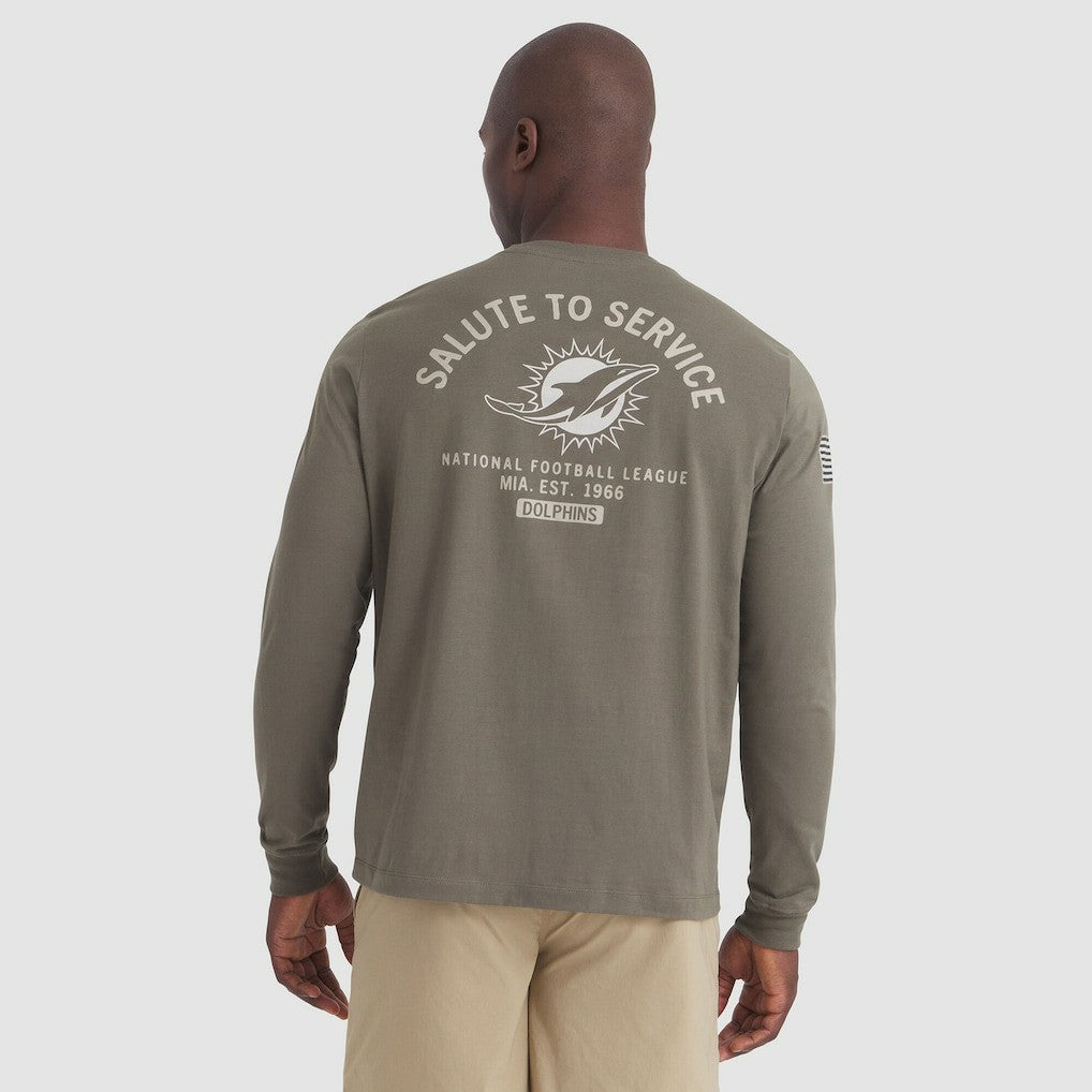 Miami Dolphins 2025 Salute to Service Sideline Long Sleeve T-Shirt Olive - Nike
