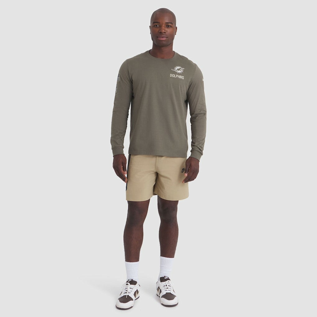 Miami Dolphins 2025 Salute to Service Sideline Long Sleeve T-Shirt Olive - Nike
