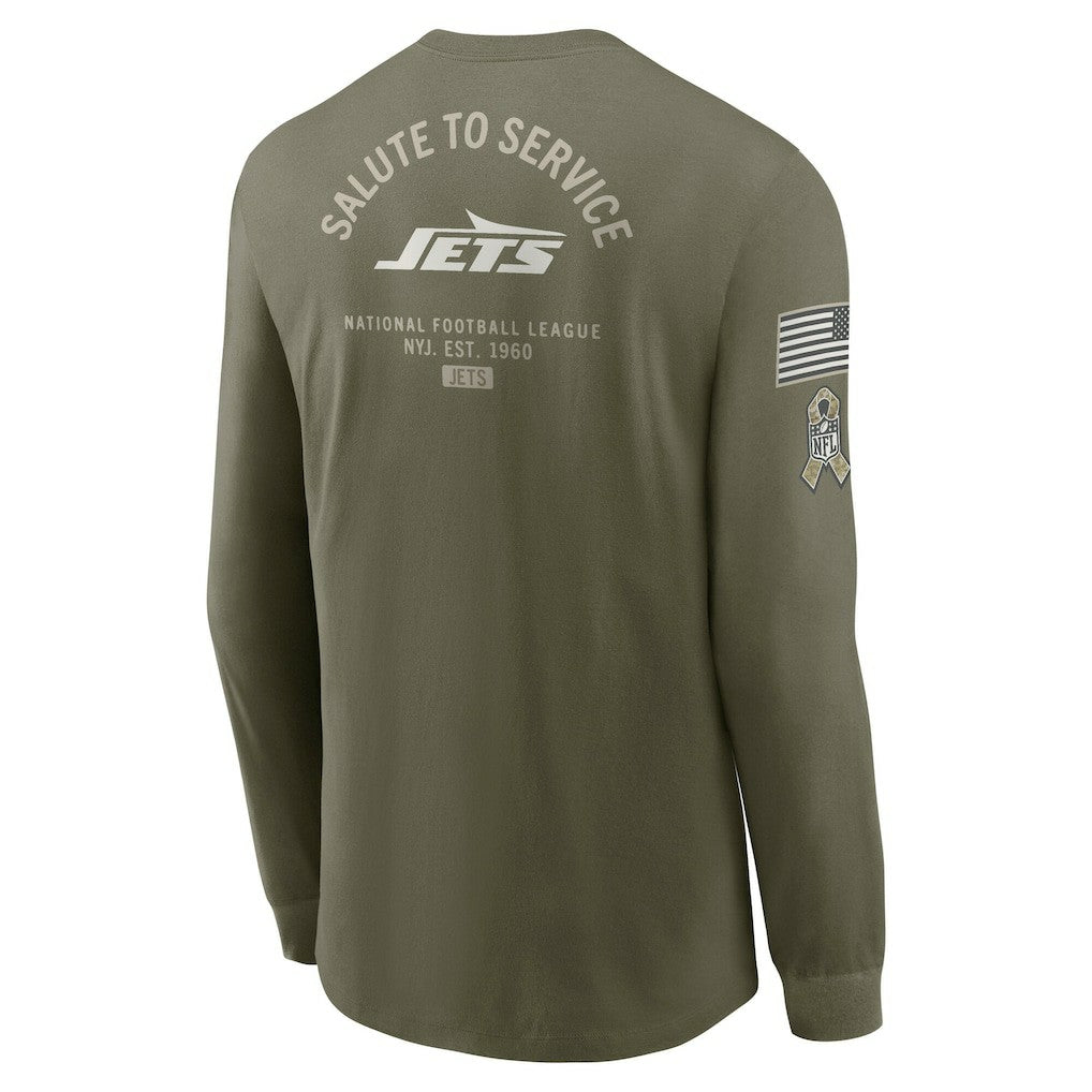 New York Jets 2025 Salute to Service Sideline Long Sleeve T-Shirt Olive - Nike