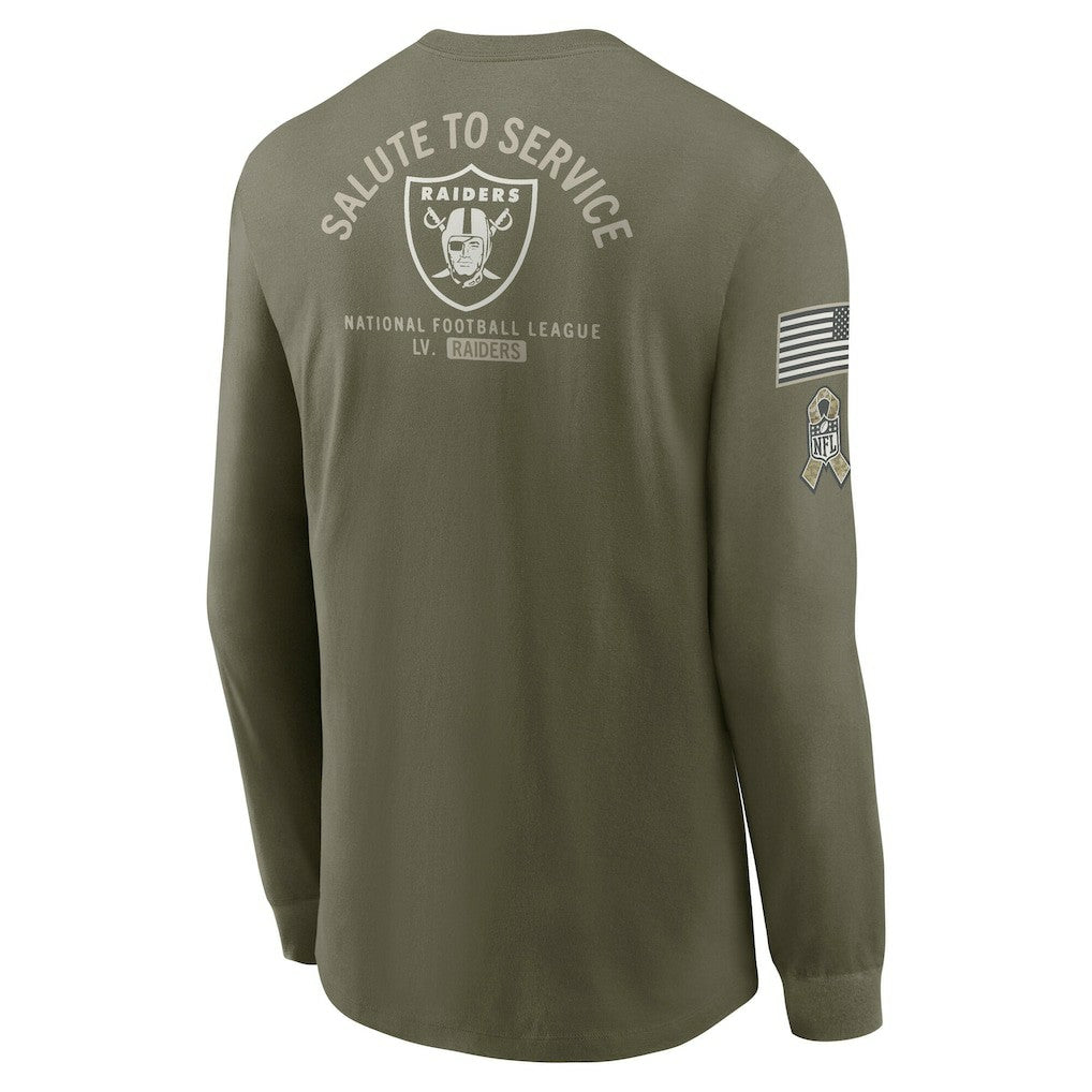 Las Vegas Raiders 2025 Salute to Service Sideline Long Sleeve T-Shirt Olive - Nike