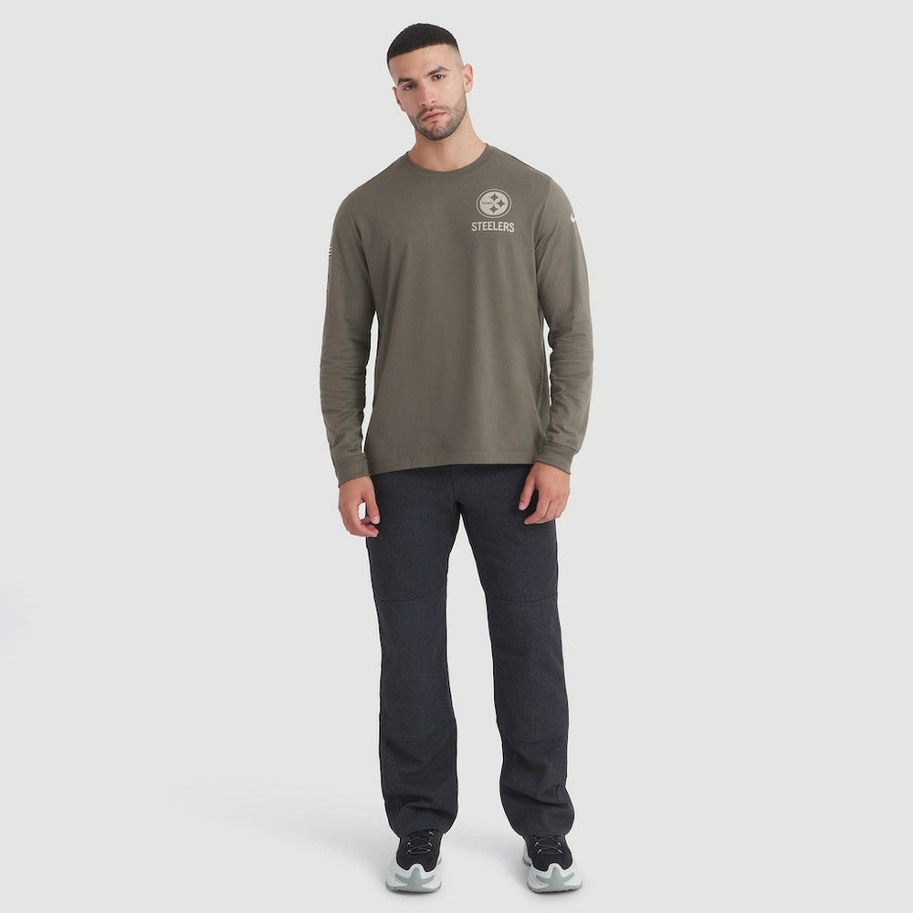 Pittsburgh Steelers 2025 Salute to Service Sideline Long Sleeve T-Shirt Olive - Nike