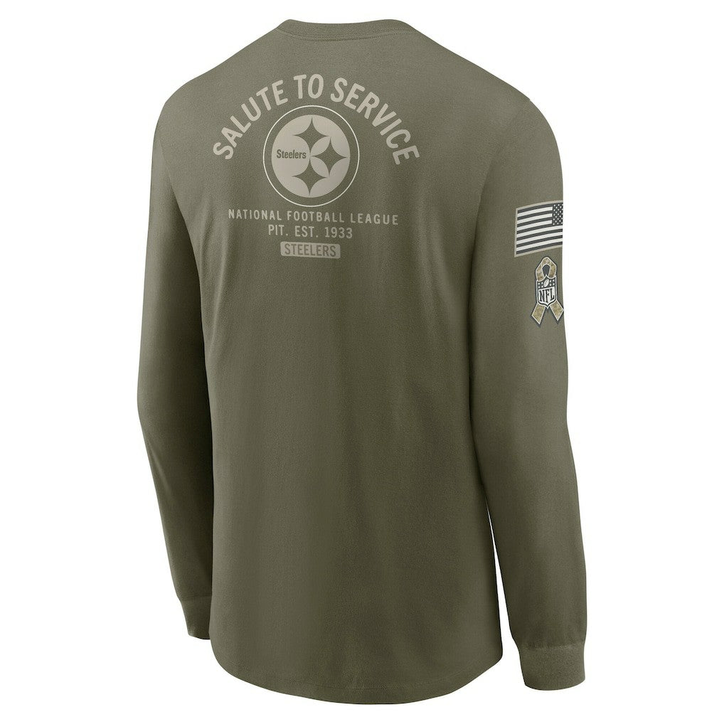 Pittsburgh Steelers 2025 Salute to Service Sideline Long Sleeve T-Shirt Olive - Nike