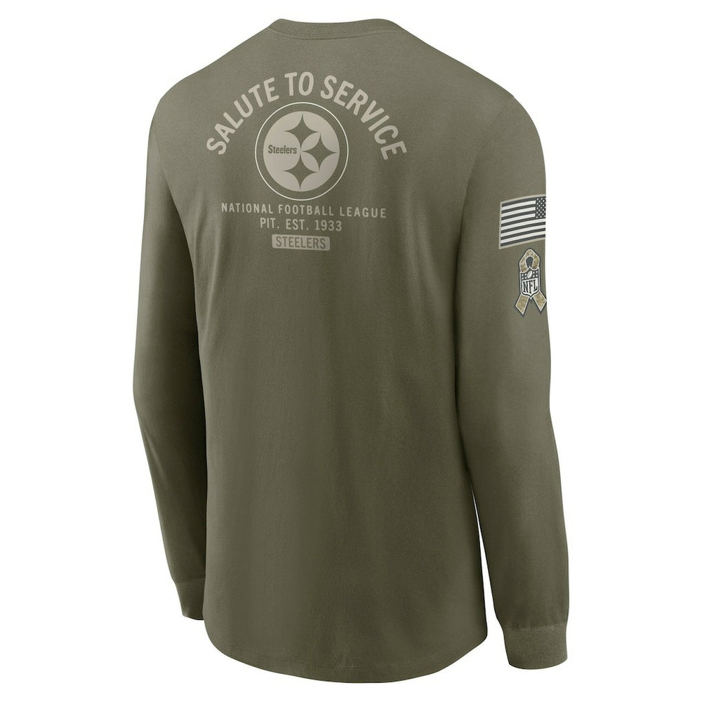 Pittsburgh Steelers 2025 Salute to Service Sideline Long Sleeve T-Shirt Olive - Nike