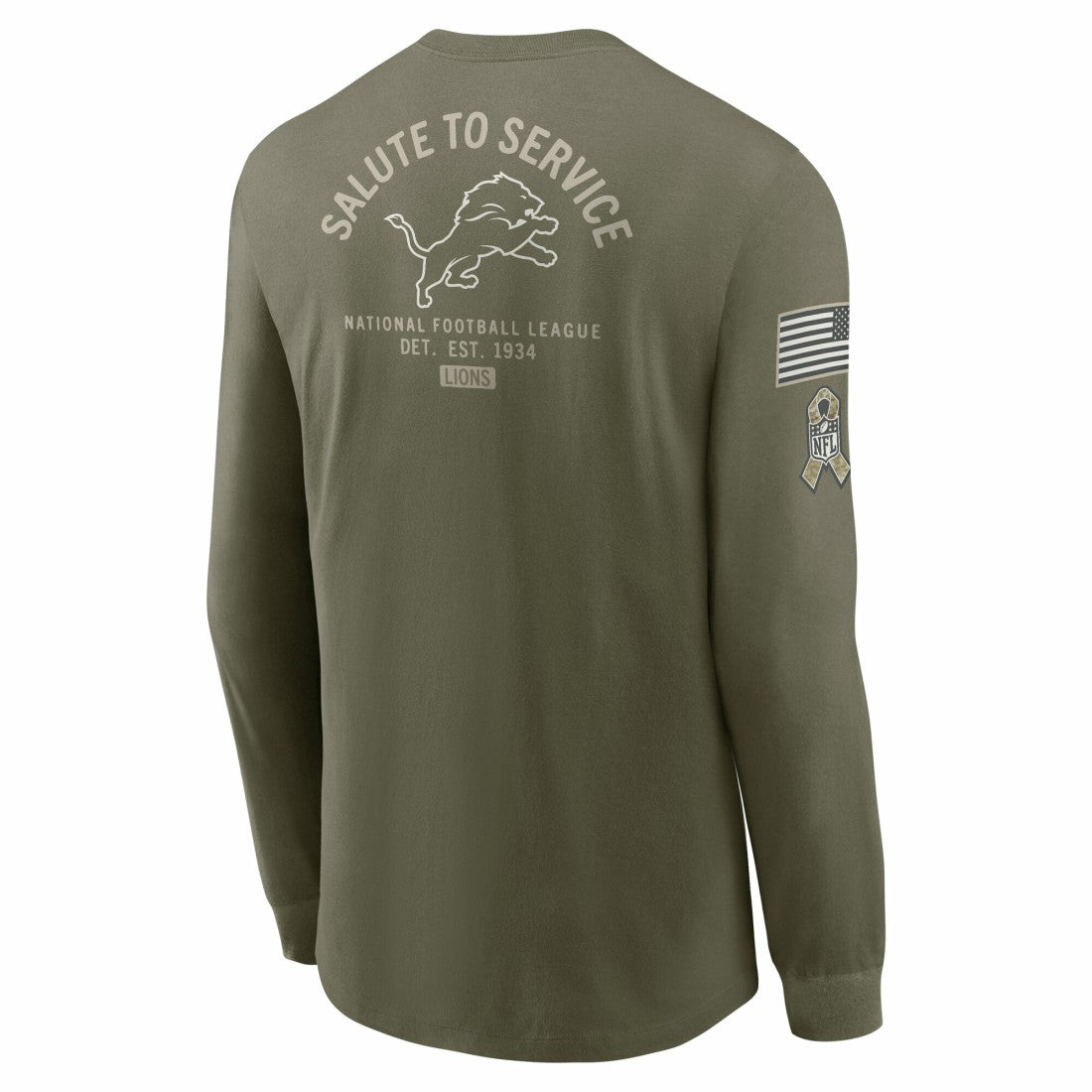 Detroit Lions 2025 Salute to Service Sideline Long Sleeve T-Shirt Olive - Nike
