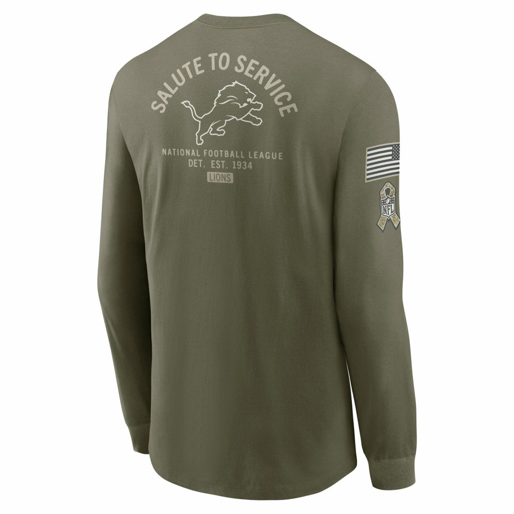 Detroit Lions 2025 Salute to Service Sideline Long Sleeve T-Shirt Olive - Nike