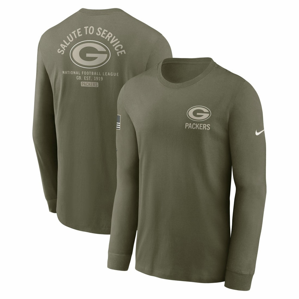 Green Bay Packers 2025 Salute to Service Sideline Long Sleeve T-Shirt Olive - Nike