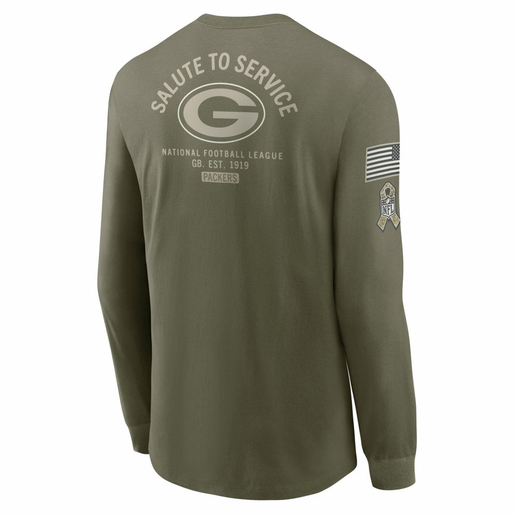 Green Bay Packers 2025 Salute to Service Sideline Long Sleeve T-Shirt Olive - Nike