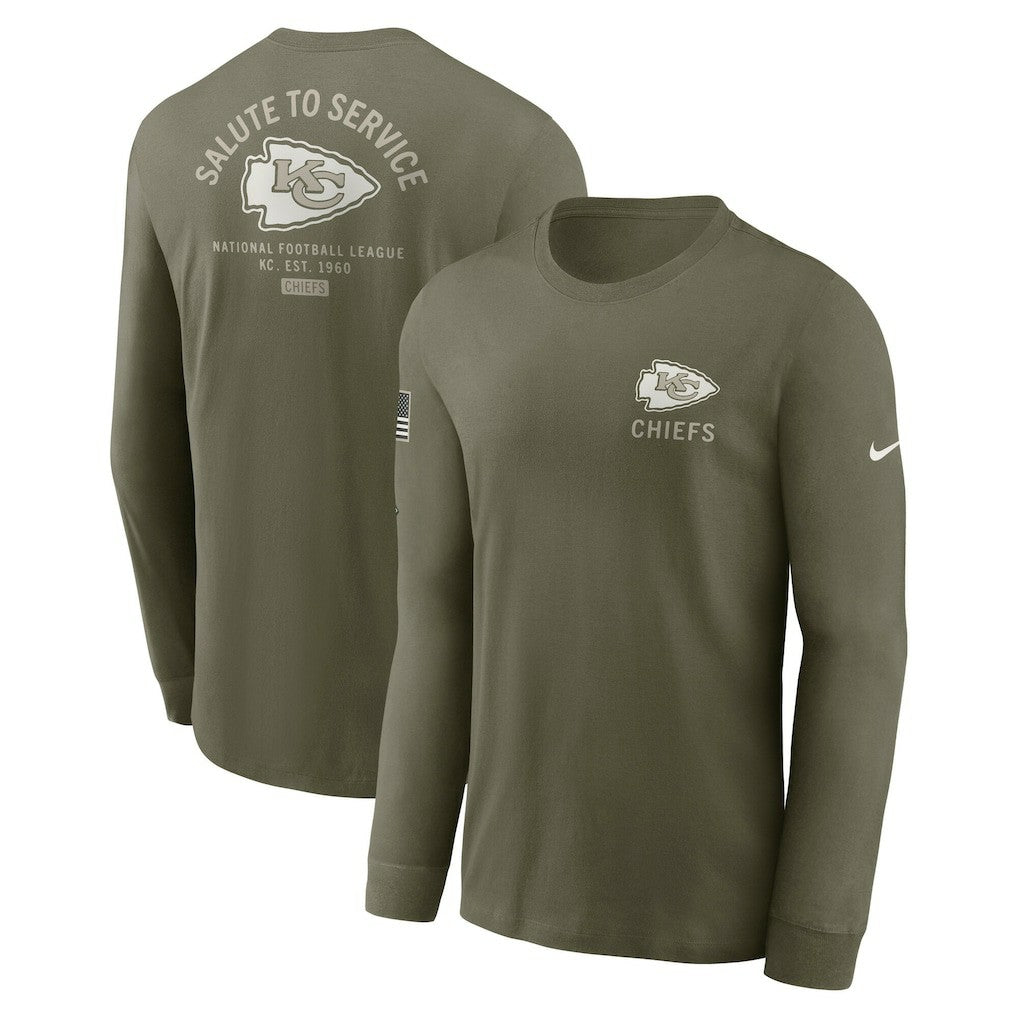 Kansas City Chiefs 2025 Salute to Service Sideline Long Sleeve T-Shirt Olive - Nike