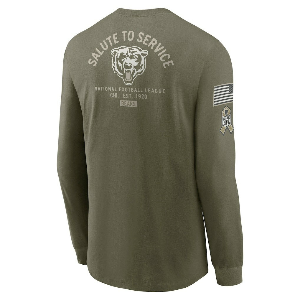 Chicago Bears 2025 Salute to Service Sideline Long Sleeve T-Shirt Olive - Nike