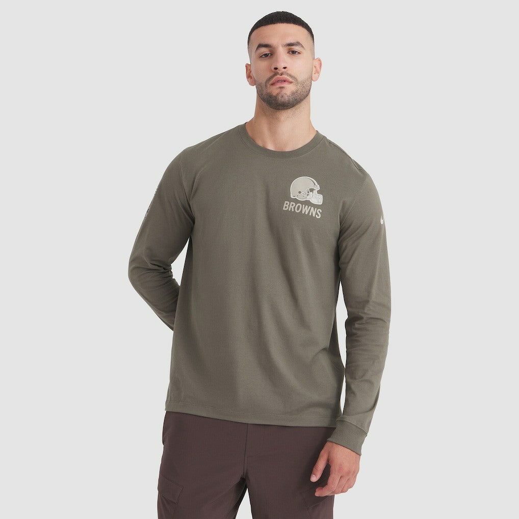 Cleveland Browns 2025 Salute to Service Sideline Long Sleeve T-Shirt Olive - Nike