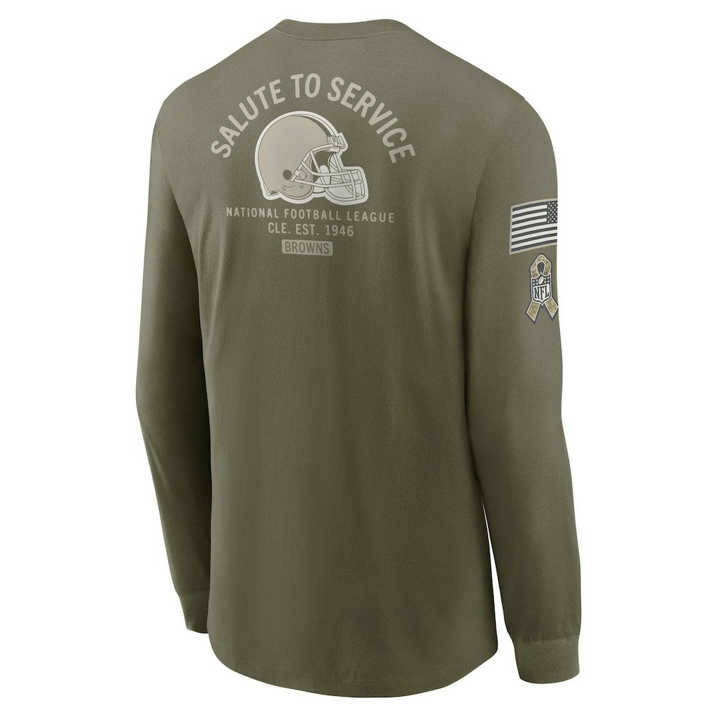 Cleveland Browns 2025 Salute to Service Sideline Long Sleeve T-Shirt Olive - Nike