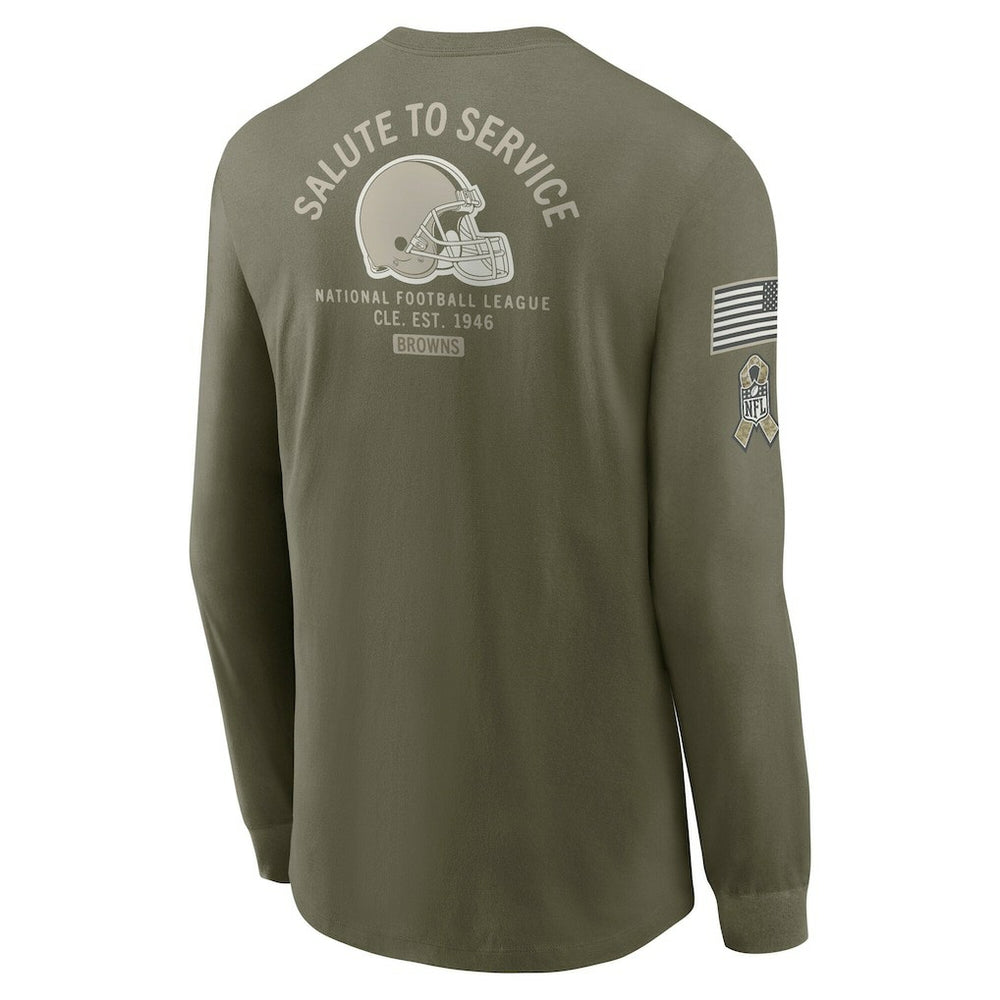 Cleveland Browns 2025 Salute to Service Sideline Long Sleeve T-Shirt Olive - Nike