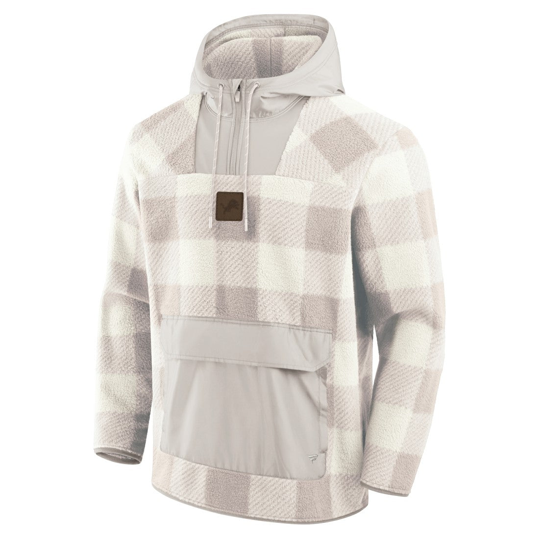 Detroit Lions Elements Plaid Polar Fleece Quarter-Zip Hoodie Gray - Fanatics