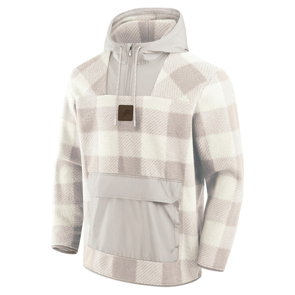 Detroit Lions Elements Plaid Polar Fleece Quarter-Zip Hoodie Gray - Fanatics