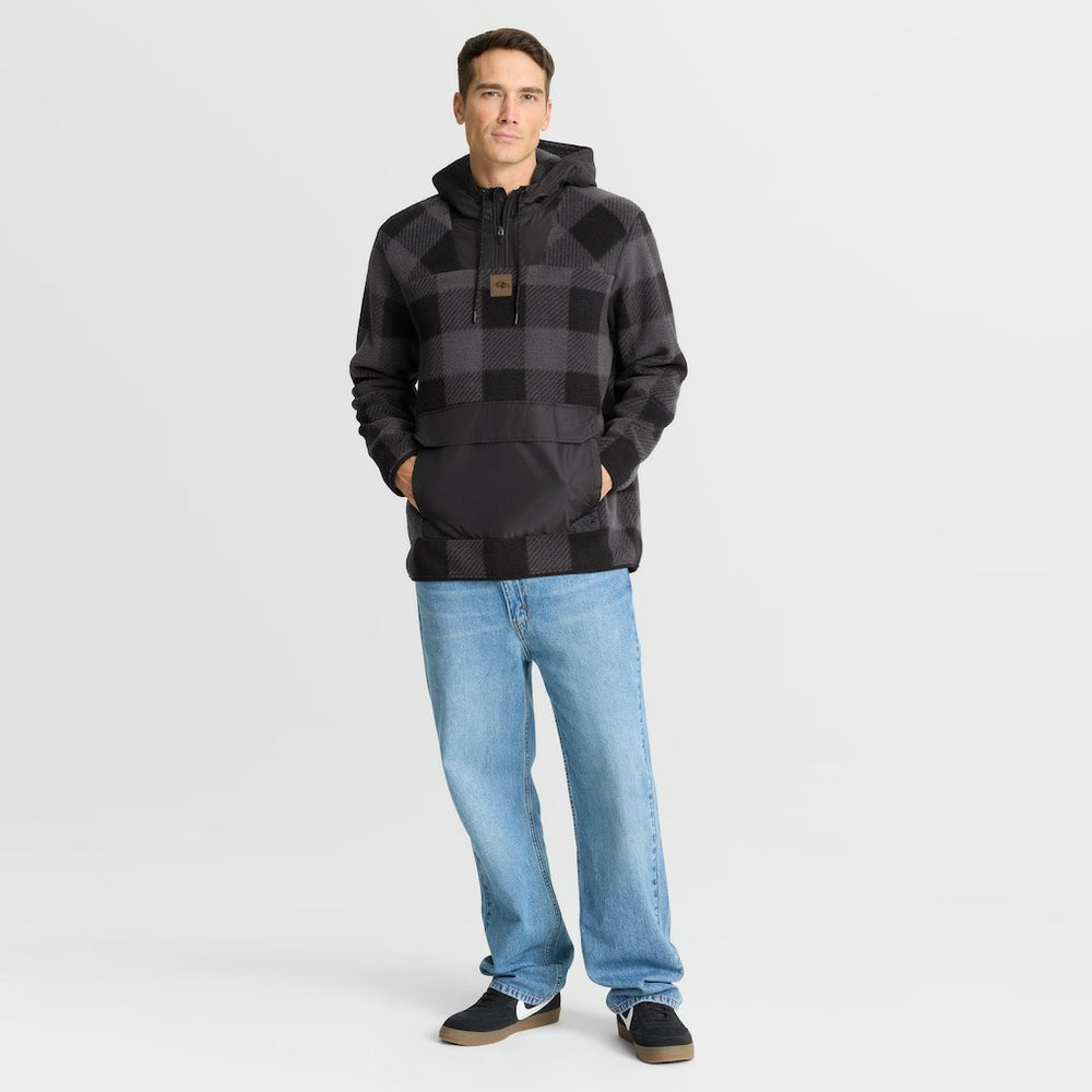 Baltimore Ravens Elements Plaid Polar Fleece Quarter-Zip Hoodie Black - Fanatics