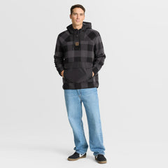 Minnesota Vikings Elements Plaid Polar Fleece Quarter-Zip Hoodie Black - Fanatics