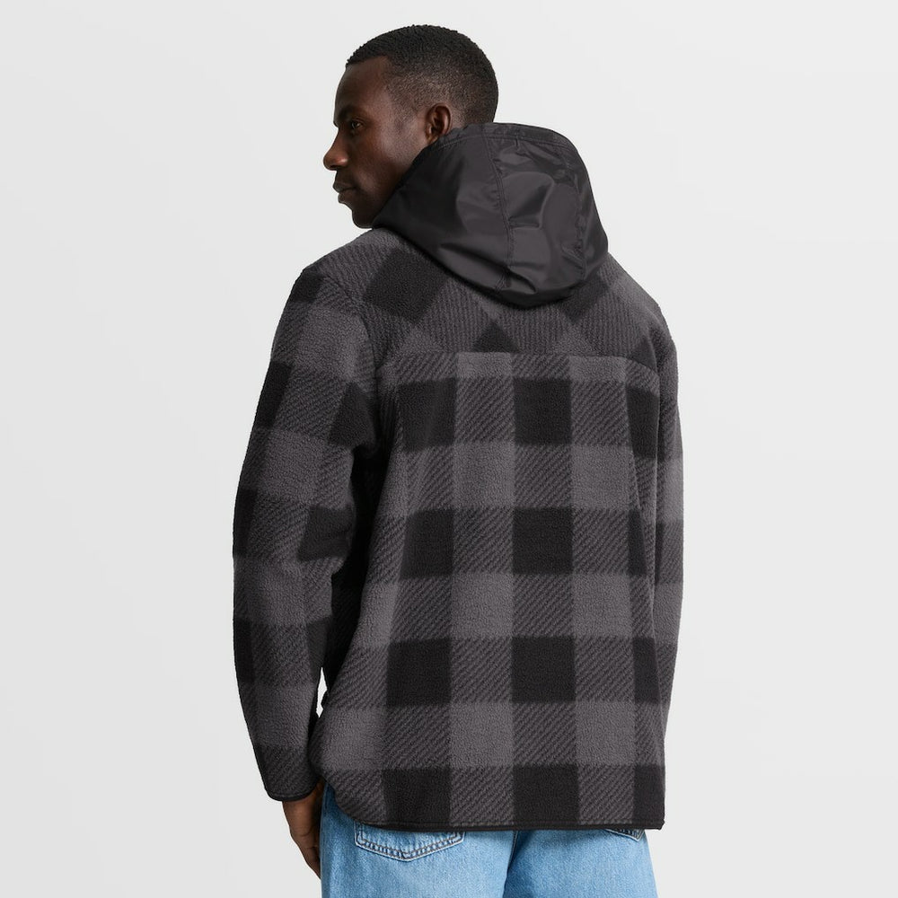 San Francisco 49ers Elements Plaid Polar Fleece Quarter-Zip Hoodie Black - Fanatics