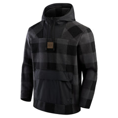 San Francisco 49ers Elements Plaid Polar Fleece Quarter-Zip Hoodie Black - Fanatics