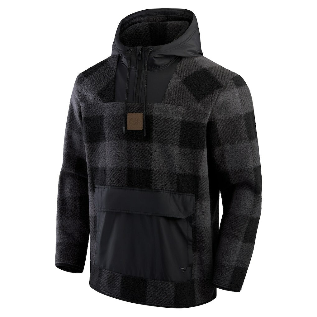 Kansas City Chiefs Elements Plaid Polar Fleece Quarter-Zip Hoodie Black - Fanatics