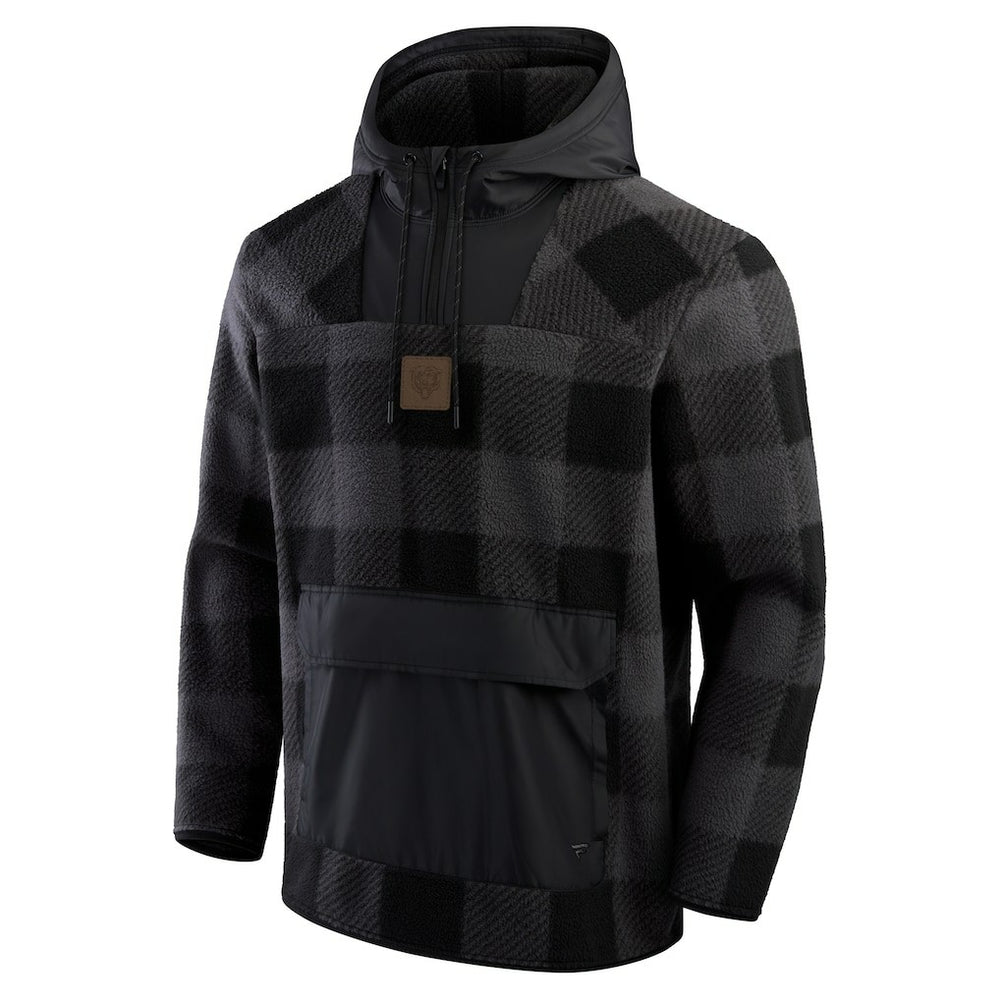 Chicago Bears Elements Plaid Polar Fleece Quarter-Zip Hoodie Black - Fanatics
