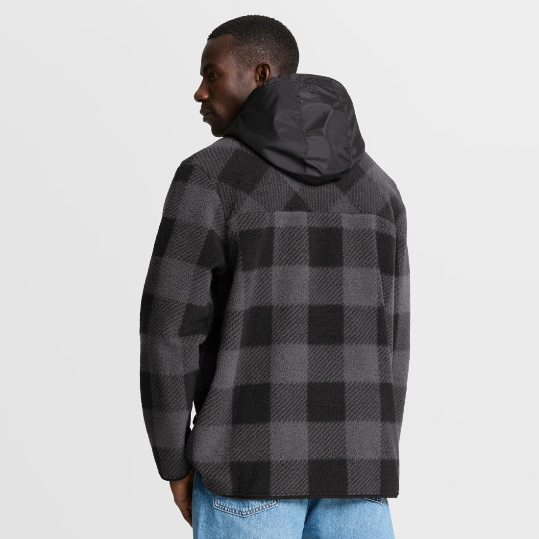 Green Bay Packers Elements Plaid Polar Fleece Quarter-Zip Hoodie Black - Fanatics