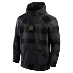 Green Bay Packers Elements Plaid Polar Fleece Quarter-Zip Hoodie Black - Fanatics