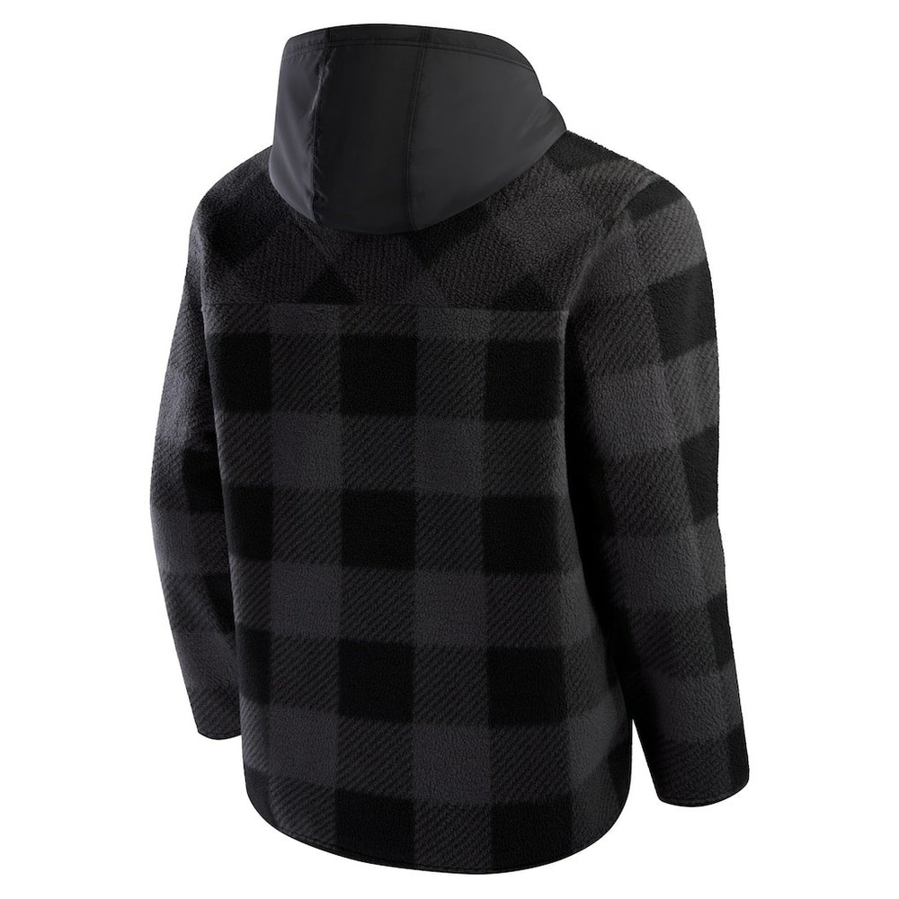Philadelphia Eagles Elements Plaid Polar Fleece Quarter-Zip Hoodie Black - Fanatics