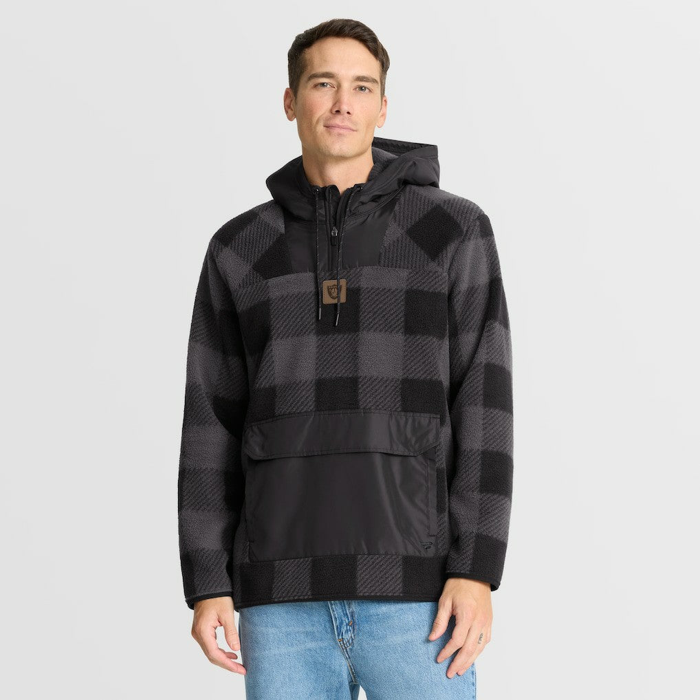 Las Vegas Raiders Elements Plaid Polar Fleece Quarter-Zip Hoodie Black - Fanatics