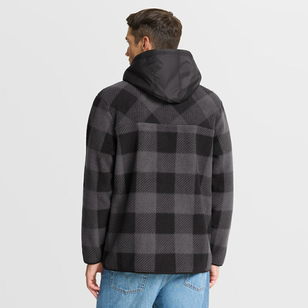 Las Vegas Raiders Elements Plaid Polar Fleece Quarter-Zip Hoodie Black - Fanatics