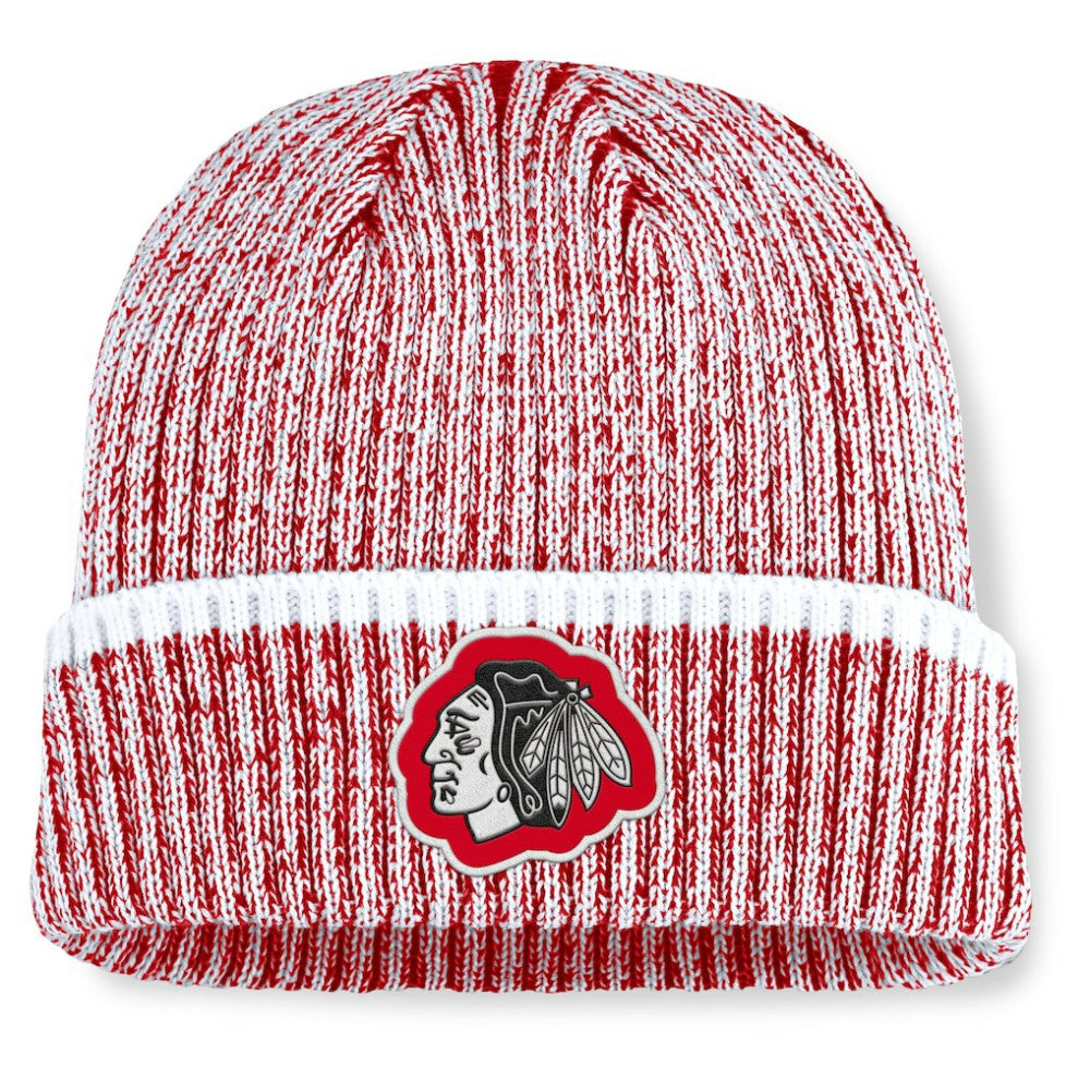 Chicago Blackhawks Fanatics Fundamental Haze Cuffed Knit Hat Red/White