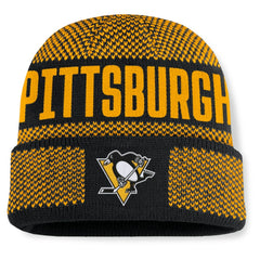 Pittsburgh Penguins Fanatics Fundamentals Shelter Cuffed Knit Hat Black/Gold