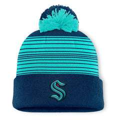 Seattle Kraken Fanatics Fundamental Spirit Cuffed Pom Knit Hat Deep Sea Blue