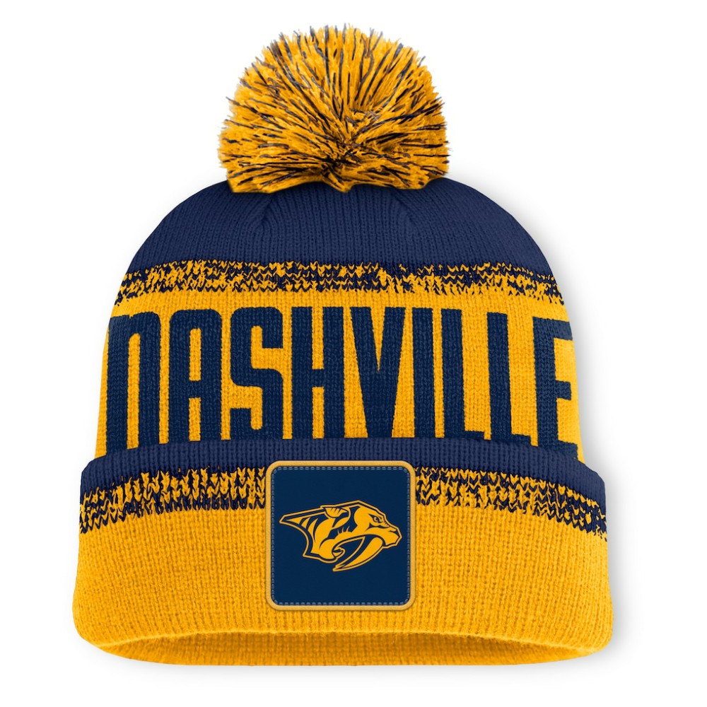 Nashville Predators - Fanatics Fundamentals Thrive Cuffed Knit Hat with Pom Gold/Navy
