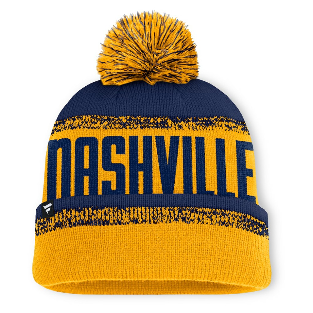 Nashville Predators - Fanatics Fundamentals Thrive Cuffed Knit Hat with Pom Gold/Navy