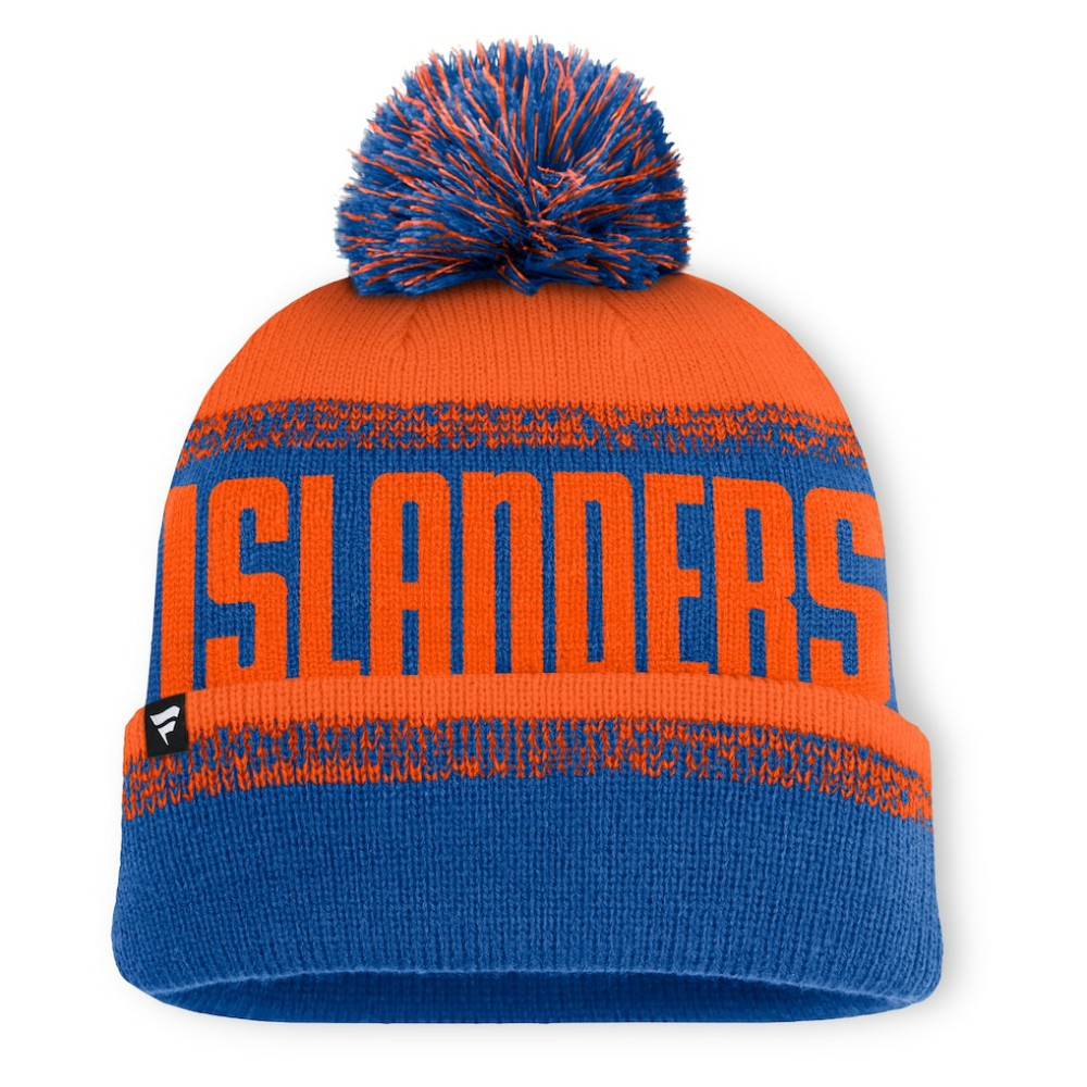 New York Islanders - Fanatics Fundamentals Thrive Cuffed Knit Hat with Pom Royal/Orange