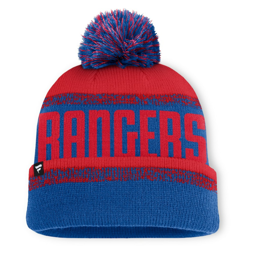 New York Rangers Fanatics Fundamentals Thrive Cuffed Knit Hat with Pom Blue/Red