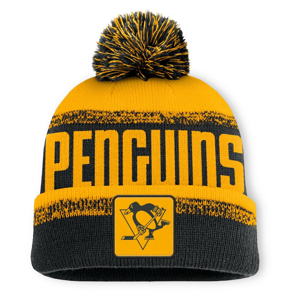 Pittsburgh Penguins Fanatics Fundamentals Thrive Cuffed Knit Hat with Pom Black/Gold